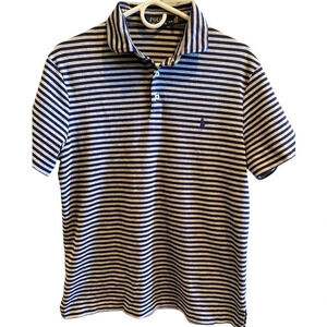 POLO RALPH LAUREN MENS STRIPE SHIRT TOP GRAY NAVY SUMMER CASUAL SIZE L LARGE
